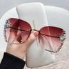 Occhiali da Sole Intarsiati di Diamanti per Donna Occhiali UV Viso Rotondo Protezione Solare Moda Guida Occhiali da Donna