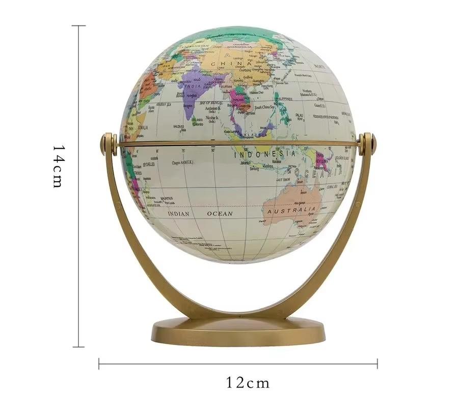 10cm Retro Globe 360 Rotating Earth World Ocean Map Ball Antique Desktop Geography Learning Education Home School Decoration