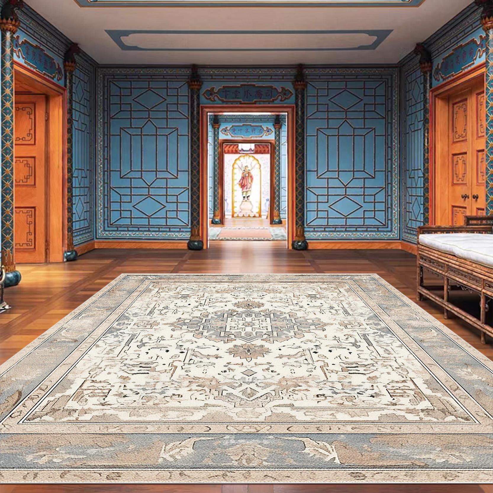 

Классический персидский ковер для гостиной, домашний декор в старинном стиле, коврик для пола, большой площади, кухонные абсорбирующие ковры, ковер для гостиной, моющийся 60*90cm