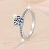 Women's Four-Prong Moissanite Ring In S925 Sterling Silver with Micro-Pave.