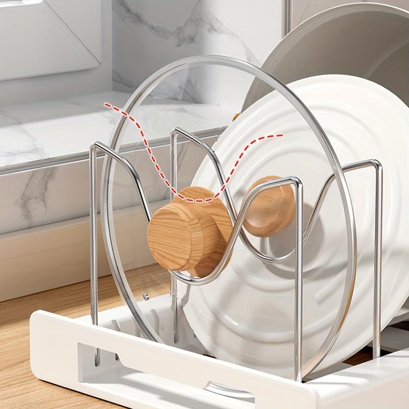 Modern Stainless Steel Kitchen Storage Cabinet - Expandable Pot and Pan Storage Space with Adjustable Dividers