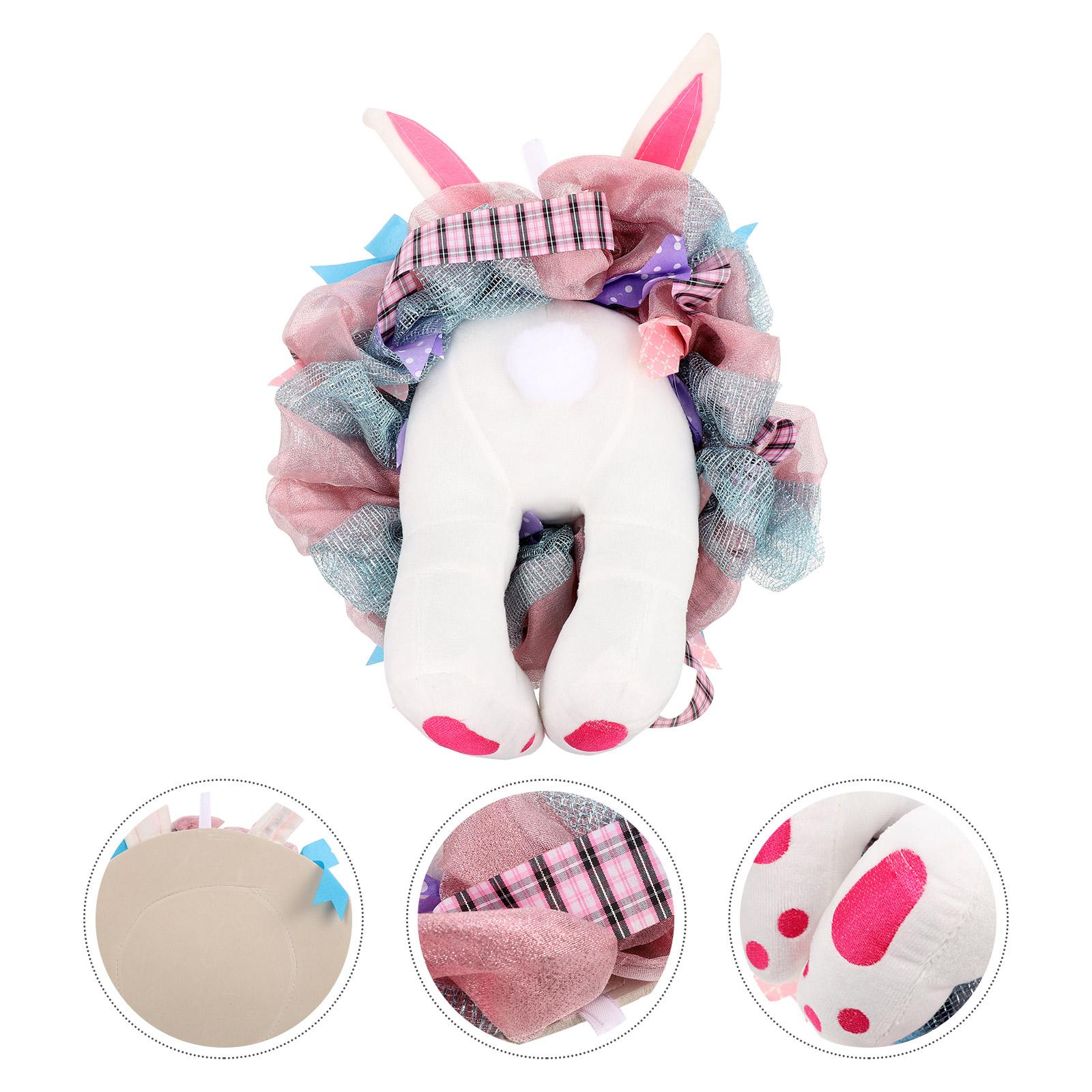 

Artificial Garland Lei Easter Floral Home Decor Bunny Wreath Door Hanging Pendant Front фиолетовый