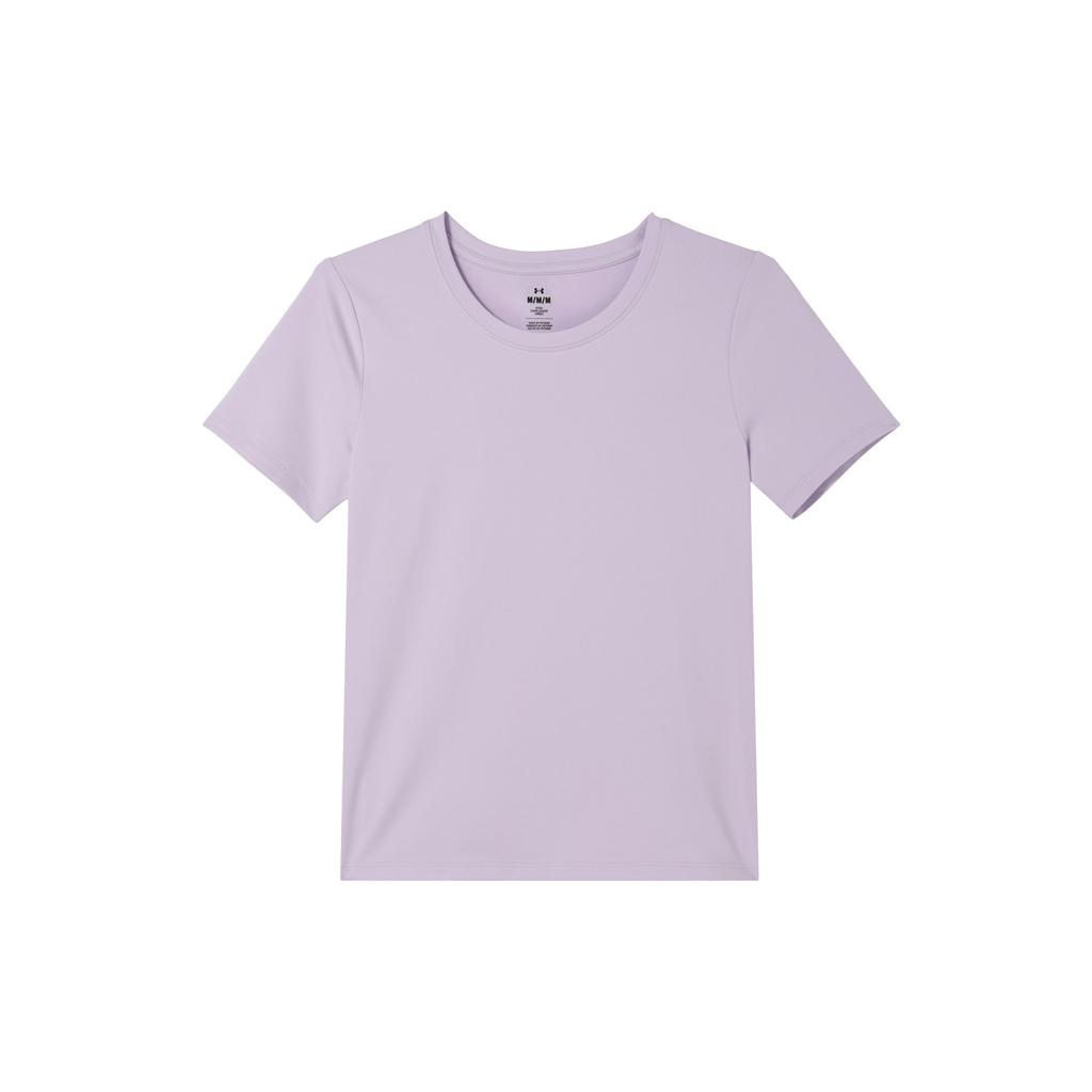 Under Armour Ua Meridian Solid Color Sports Casual Crew Neck Short Sleeve T-Shirt Women T-Shirts Purple 1379155-543
