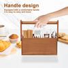 Wooden Kitchen Cooking Utensil Holder with Handle 4 Compartments Caddy Cutlery Holder for Silverware Kitchen Counter Organizer