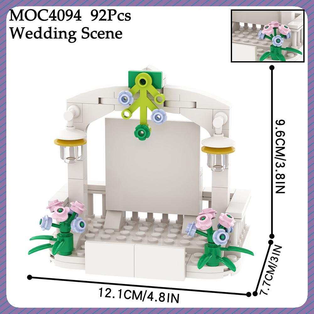

MOC Городская Свадебная Сцена Кирпичная Арка Сердце Любви Цветок Невеста Жених Совместимые Фигурки Конструктор Игрушки Для Детей Друзей Подарок