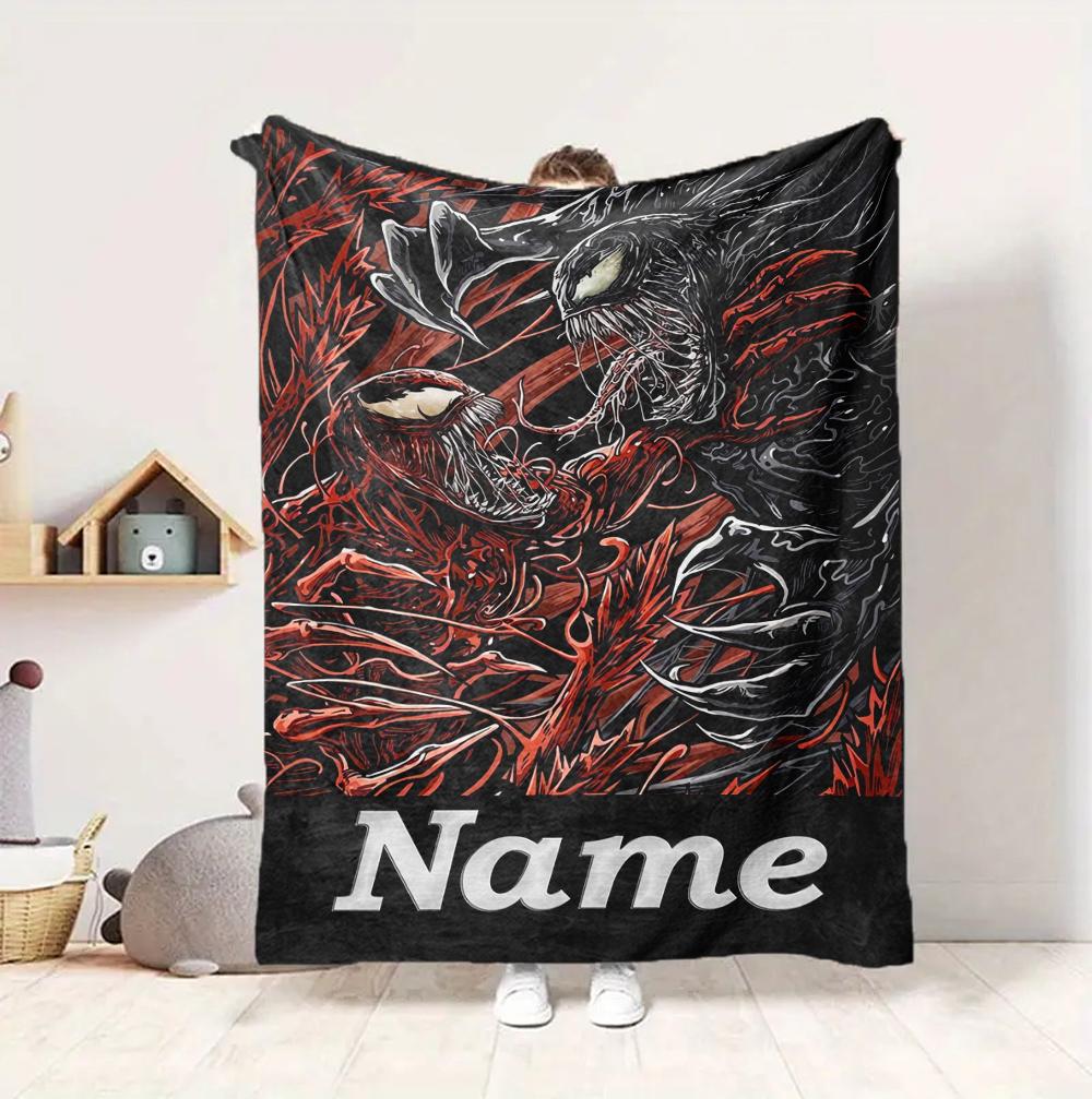 Custom Name Carnage Flannel Blanket Throw Blanket Soft Warm Sofa Bed Decor Unique Gift