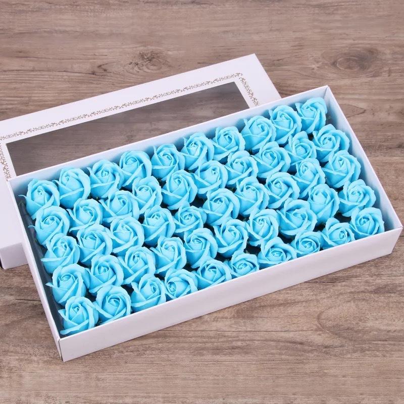 50pcs Two Layer Soap Flower Rose Big Flower Head Thickened Packaging Bouquet Material Simulation Flower Valentine's Day Gift Box