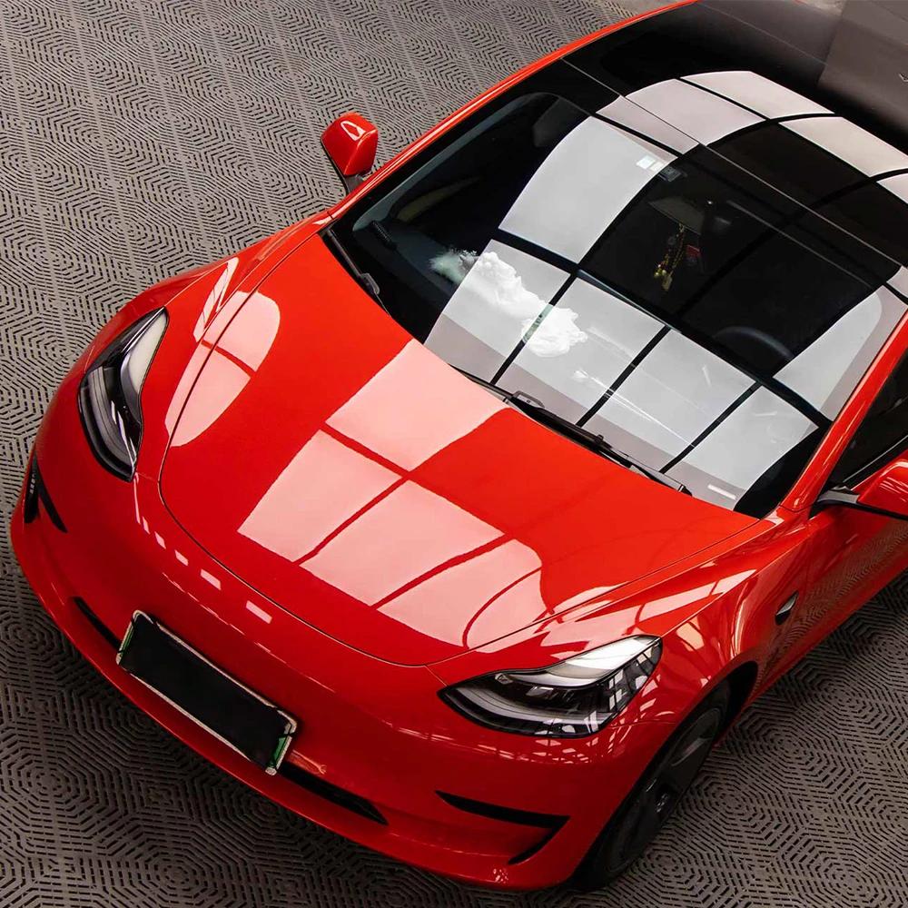 High Gloss Red Vinyl Wrap Film Car Wrapping Roll Sheet Decal Vehicle Motorcycle DIY Adhesive Decoration Accessories Bubble Free