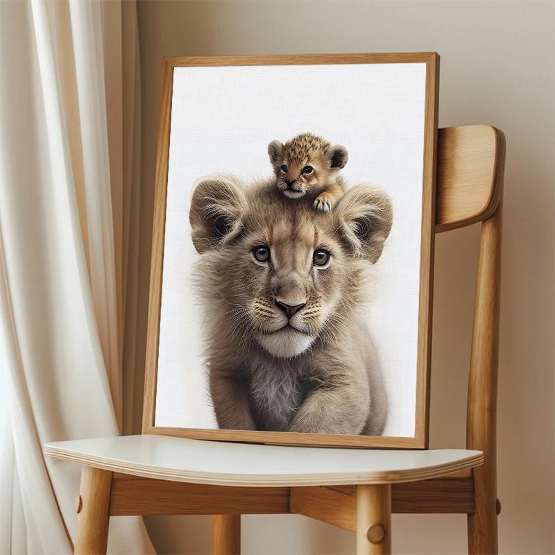 Animal and Their Cute Baby Poster Lion Elephant Koala Bear Owl Fox Canvas Painting Wall Art Pictures for Nursery Baby Room Decor