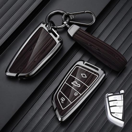 Aluminum Alloy Leather Car Key Case Cover For BMW 6 7 F15 X2 X3 X4 X5 X5M X6 X7