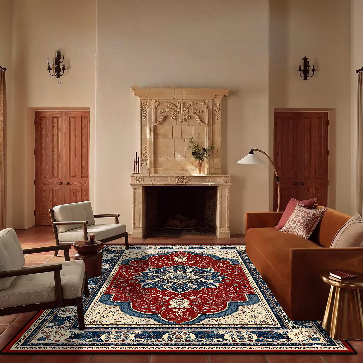 

Retro Persia Red Boho Carpet Non-Slip Washable Large Area Rug for Living Room Bedroom Lounge Decoration 60*90cm-A6313