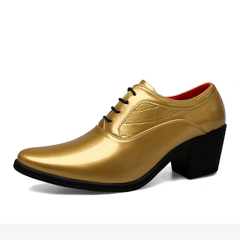 

2025 new wedding shoes large size high heels men s shoes outdoor daily platform shoes men s large size shoes 46 золотой