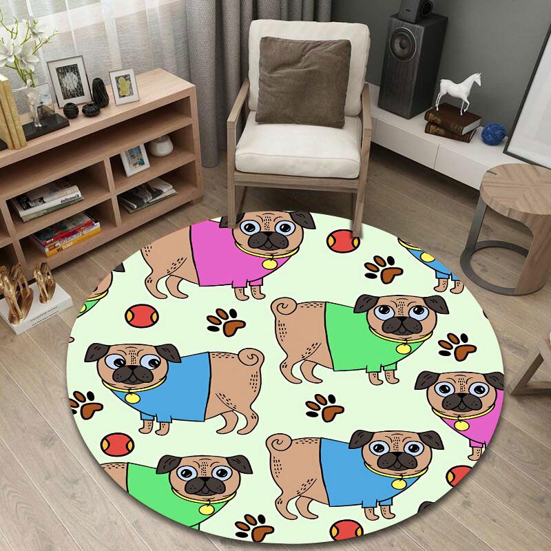 Artistic Round Forest Multicolor Rug Pad, Non-Slip Floor Mat for Bathroom