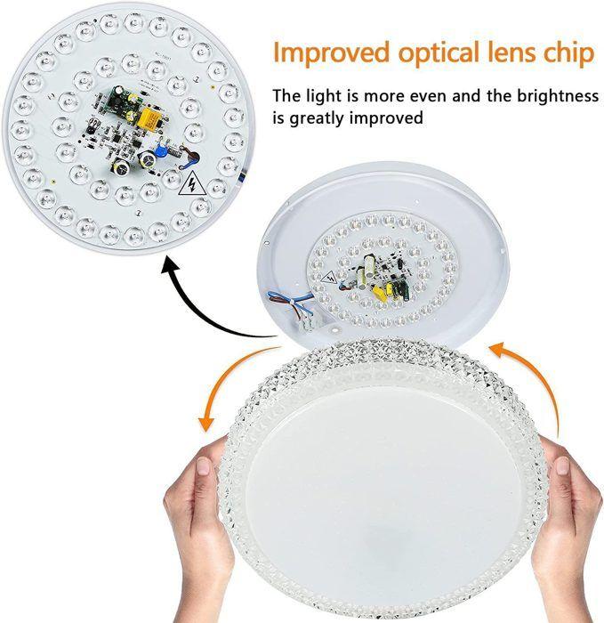 Plafonnier LED - NETTLIFE - Cristal Moderne Ciel Étoilé - 18W - Ø30 cm - Dimmable (télécommande)