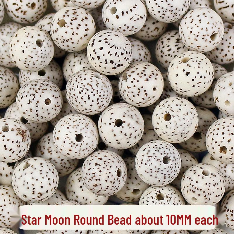 Star Moon Bodhi Seed 10MM Round Beads for DIY Buddhist Bracelets - 108 Smooth White Beads