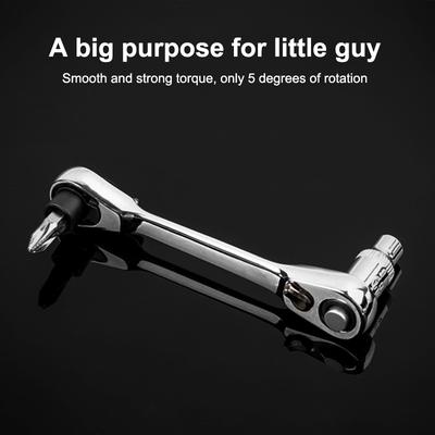 Mini Double Headed Ratchet Wrench 1/4 Inch Drive Socket Screwdriver Bit Driver Quick Release Ratchet Wrench Hand Tools