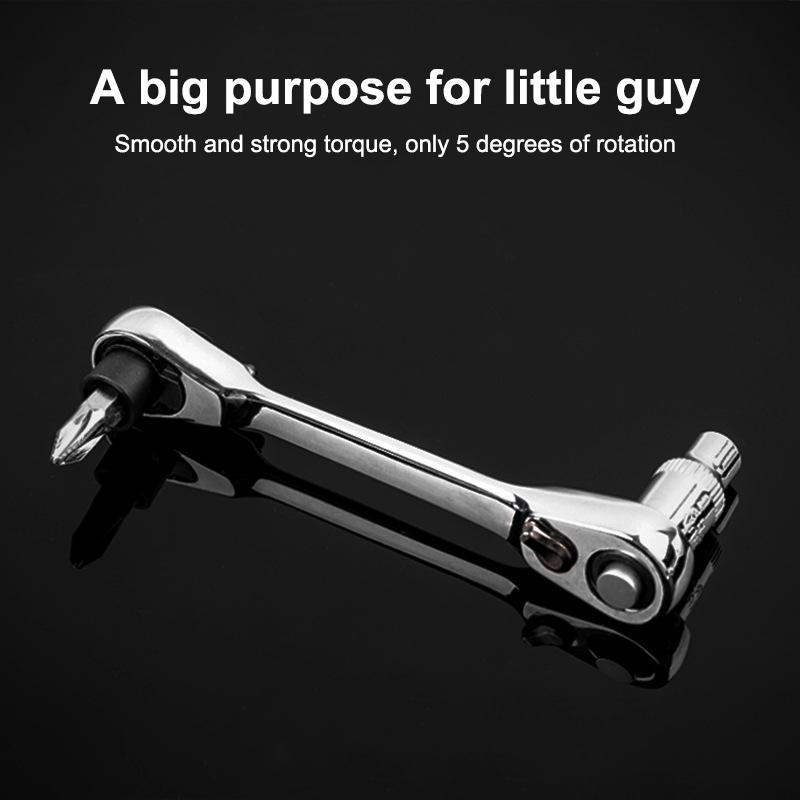 Mini Double Headed Ratchet Wrench 1/4 Inch Drive Socket Screwdriver Bit Driver Quick Release Ratchet Wrench Hand Tools