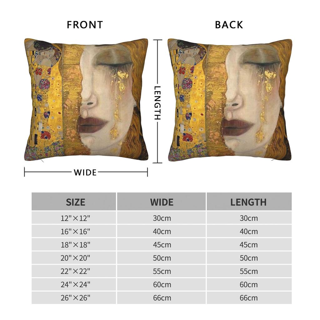 Gustav Klimt Square Pillow Case Polyester Throw Pillow Freyas Tears  Vintage Cushion Covers