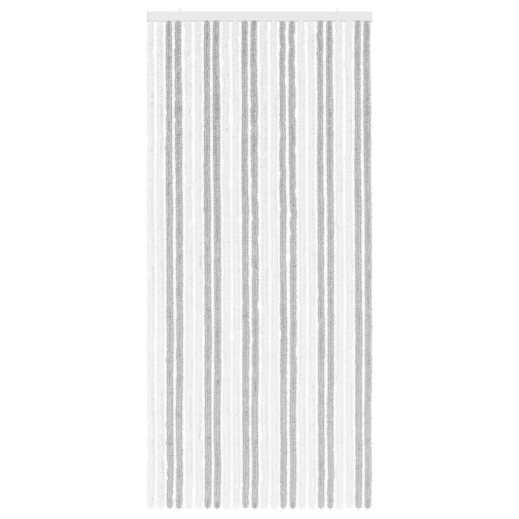 Insect Protection Curtain Chenille Light Grey and White 100 x 220 cm