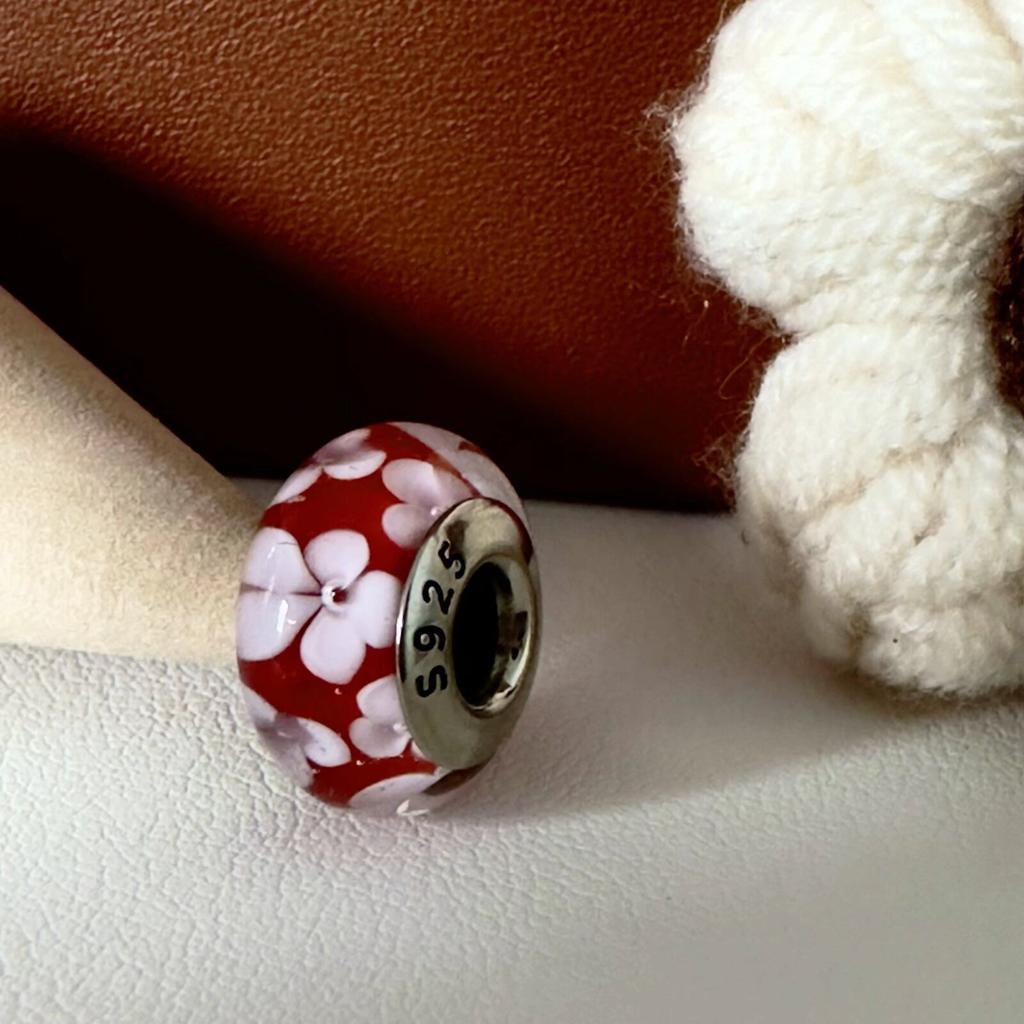 Colorful copper Mini Murano Glass Bead Charms Charm Fits Authentic Bracelets Blue Faceted Murano for Women Necklaces Jewellery