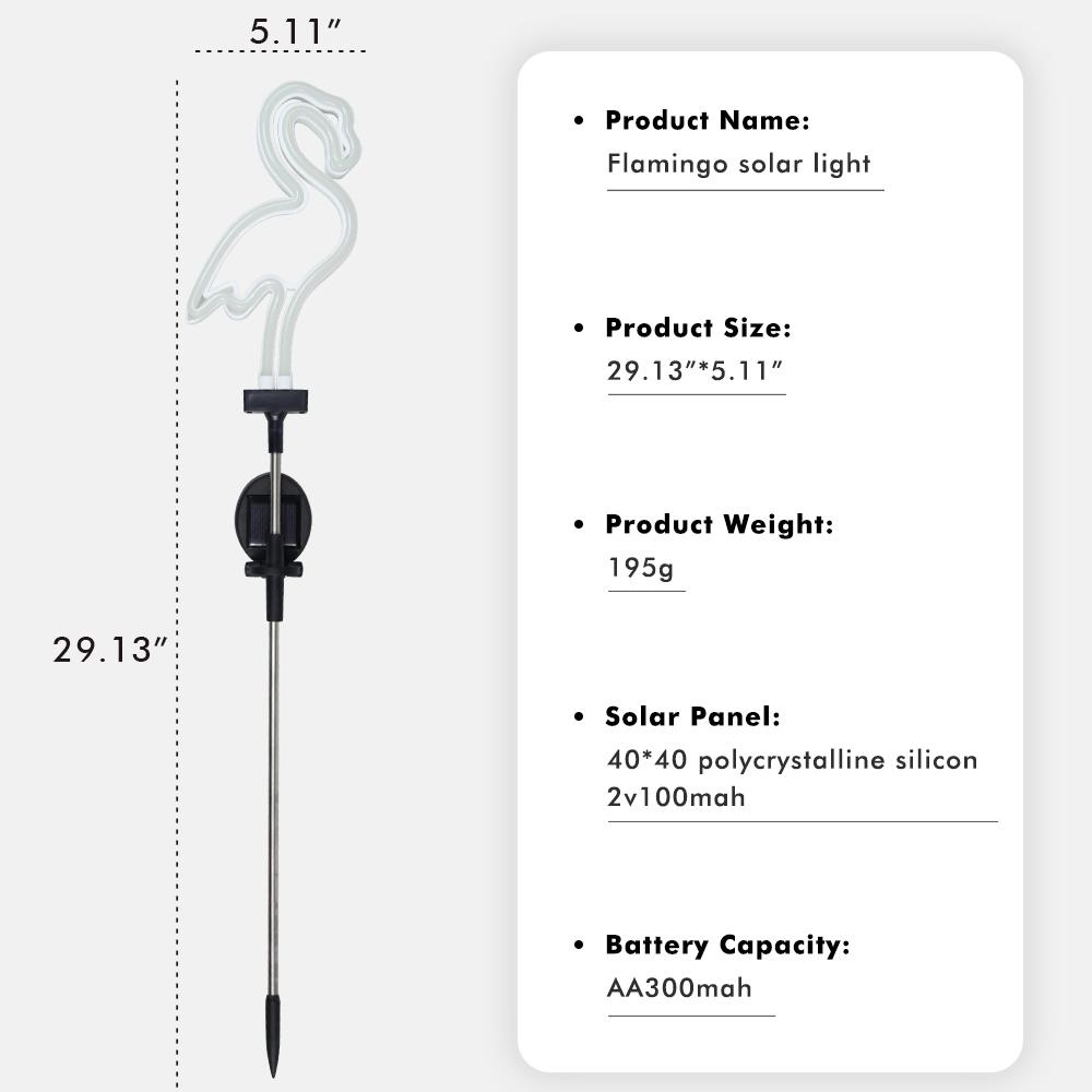 Solar Neon Flamingo Lights Landscape Garden Decoration Outdoor Waterproof Yard Lamp Lawn Terrace Light Patio Walkway Light