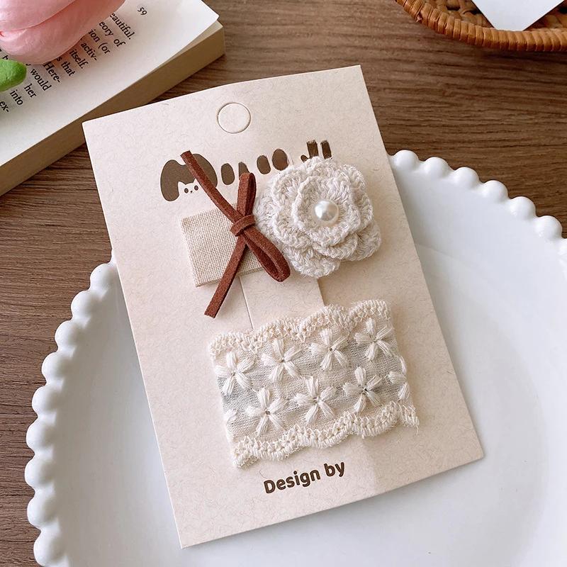 

2 шт. Белые кружевные вышитые женские заколки для волос, вязаные зажимы для волос, заколки-цветы, заколки-автоматы, аксессуары для волос для девочек