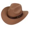 Women Men Western Cowboy Hat, Wide Curved Brim Felt Cowgirl Hat, Vintage Jazz Riding Hat, Removable Hat Belt, Head Circumference 56‑58cm