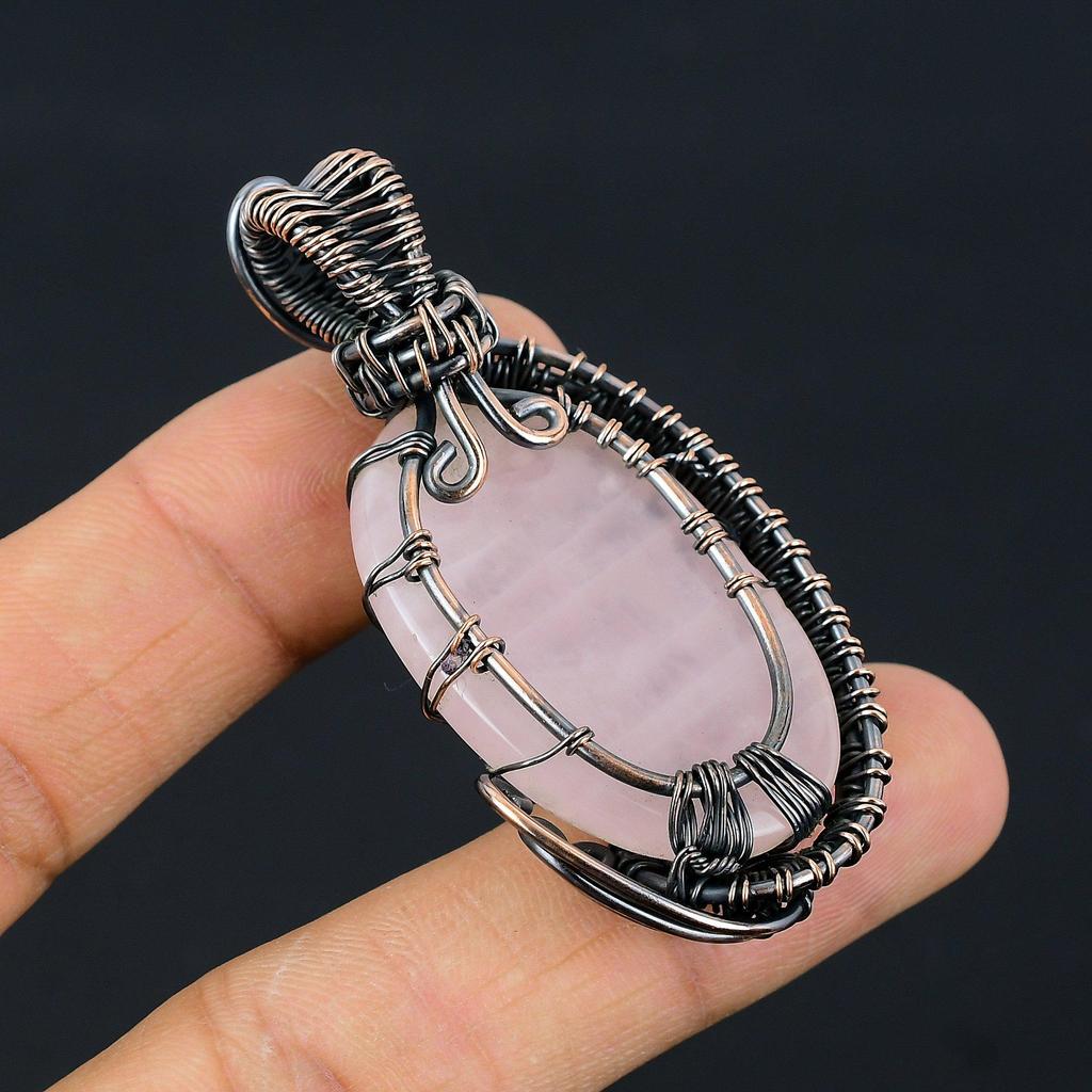 Tree Of Life Rose Quartz Jewelry, 999 Copper Wire Wrapped Pendant Handmade Gemstone Jewelry, Gifts For Wife Brand New Pendant