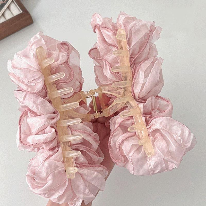 New Large Chiffon Bow Hair Claw Clip Elegant Large Size Fabric Ribbon Flower Hair Clip Jaw Clamps Accessories For Women Hairpins
