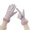 1 Pair Women Cycling Gloves Waterproof Wind-proof Touchscreen Fleece-Lined Gloves Winter Outdoor Cold Weather Warm Thick Full Finger Thermal Gloves