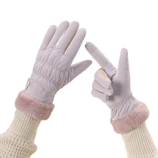 1 Pair Women Cycling Gloves Waterproof Wind-proof Touchscreen Fleece-Lined Gloves Winter Outdoor Cold Weather Warm Thick Full Finger Thermal Gloves