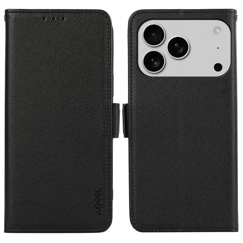ABEEL For iPhone 17 Pro Case Litchi Texture Leather RFID Blocking Phone Cover