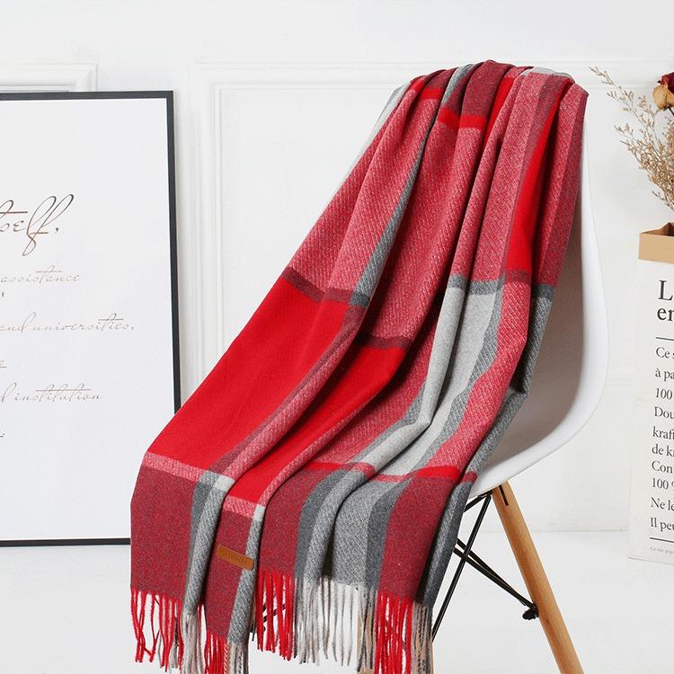 Warm Wool Scarf for Women Winter Plaid Design Soft Wear Open Scarves Female High Quality