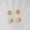 14K Gold Plated Zircon Four-Leaf Clover Flower Cap Bead Holder for DIY Jewelry
