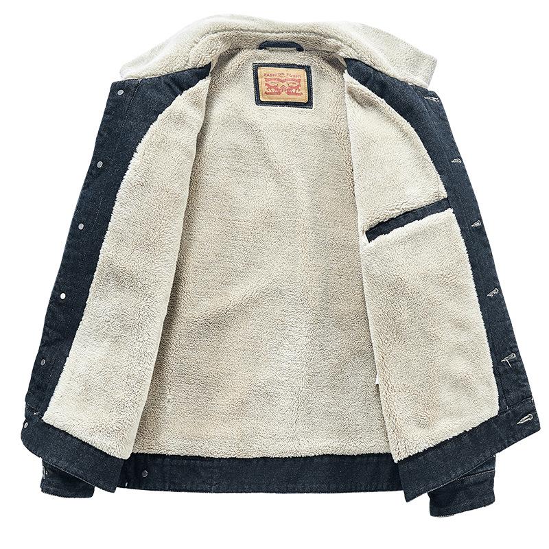 Giacca invernale da uomo in denim spessa e calda Taglie forti