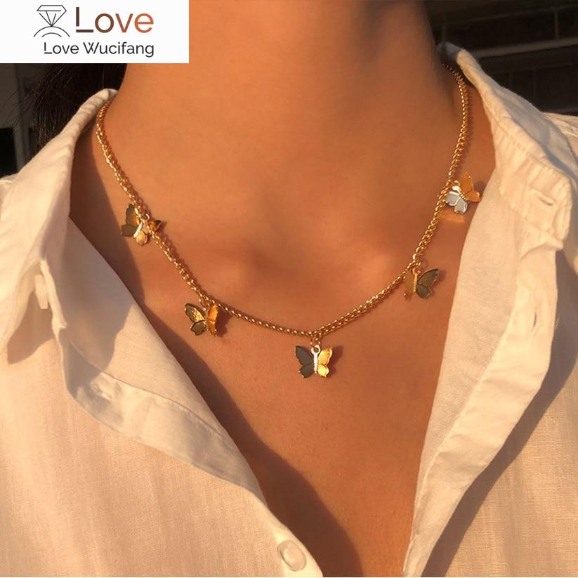 

Винтажное многослойное ожерелье с подвеской в виде бабочки для женщин, бабочки, луна, звезда, чокер, ожерелья, украшения в стиле бохо, рождественский подарок