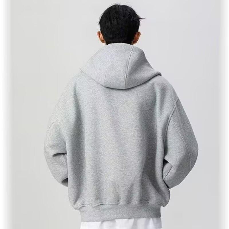 Men's Retro Heavyweight Cardigan Hoodie - Trendy, Loose-Fit Jacket for Spring/Autumn