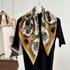 Hot-selling new carriage printing big-name high-end cotton and linen texture 71 * 71cm women's decorative velvet silk scarf