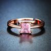 Technology Ice Flower Cut Ice Berry Powder Zirconium Square Ring Women's Rose Gold Open Ring