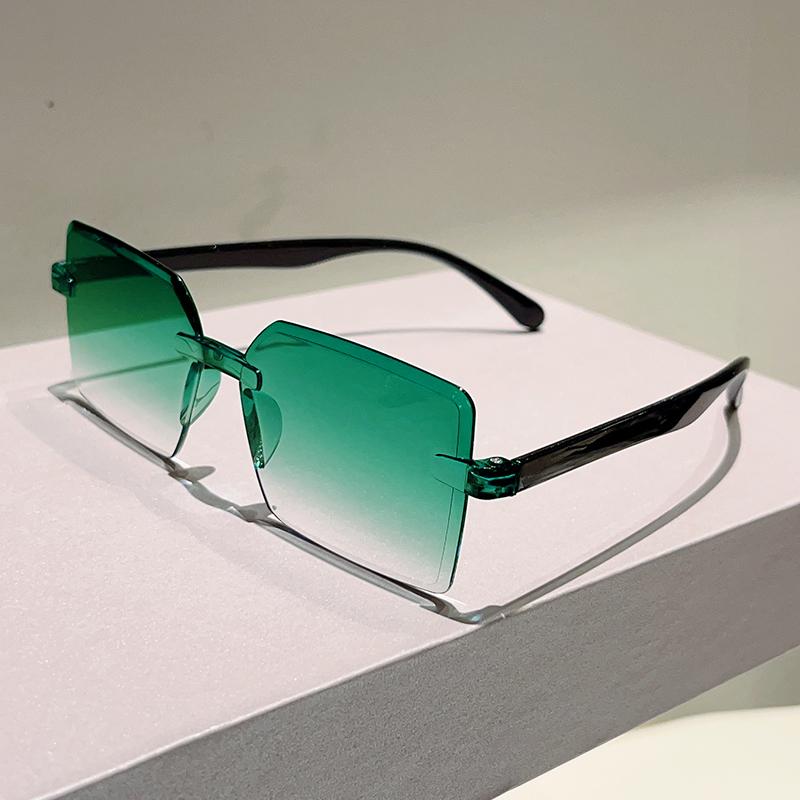 Rimless Square Sunglasses Fashion Vintage Gradient Outdoor Sun Glasses Women  Ins Trendy Brand Design Decor Shades