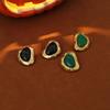SHIXIN Retro Green Color Folded Stainless Steel Stud Earrings Women Classic 18K Gold Plated Earring Party Accessories Jewelry