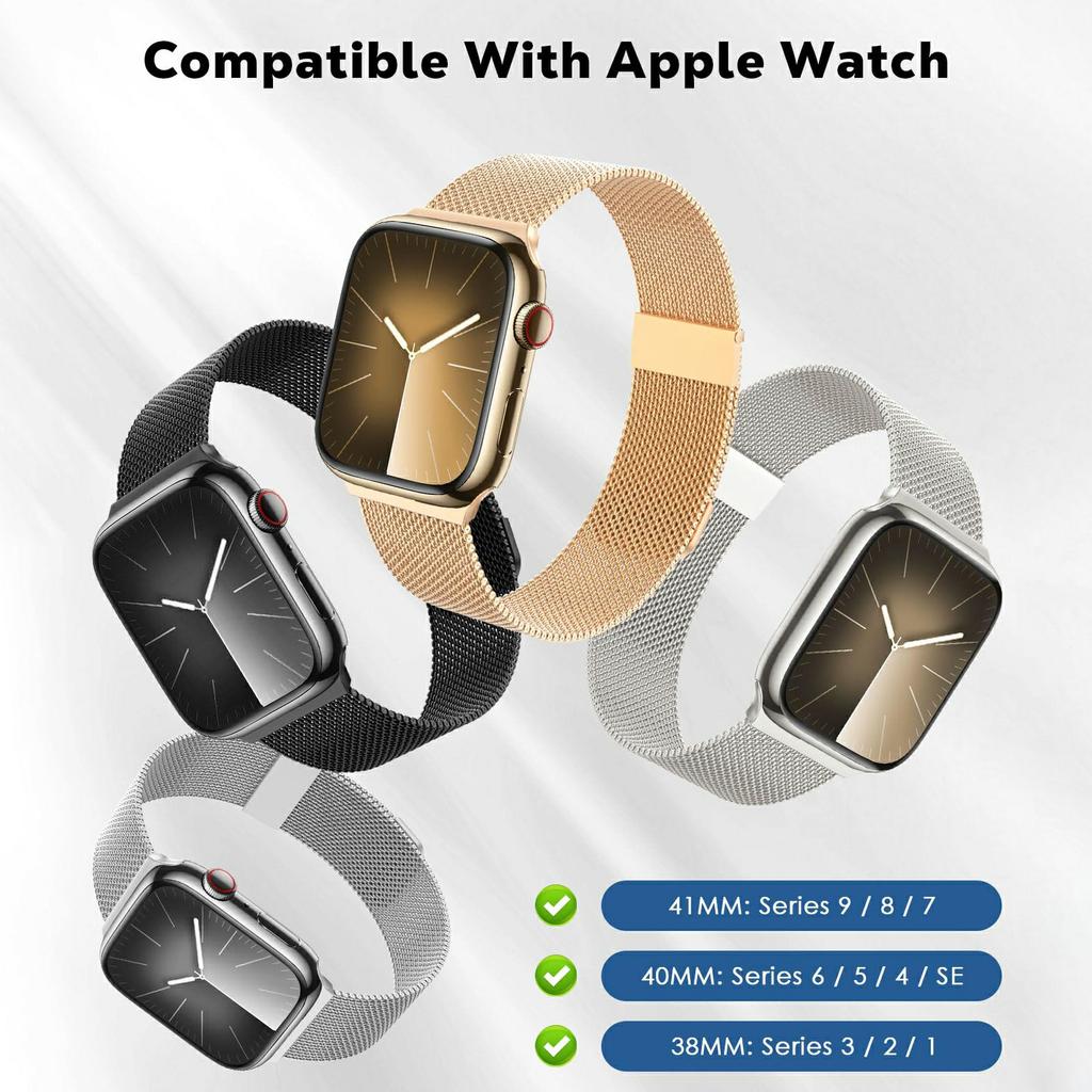 Silver Metal Strap for Apple Watch Series 10 Ultra 9 8 7 SE 6 5 4 3 2 1 46mm 49mm 45mm 44mm 42mm Magnetic Closure Milanese Watch Band