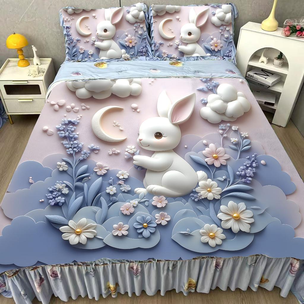 New Summer Bedding 5D Three-dimensional Air Conditioning Quilt Summer Ice Silk Mat Bed Cover Summer Cool Quilt Four-piece Set