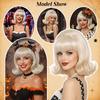 Womens Vintage Curly Cos Wig Medium Length Synthetic Hair Costume Parties
