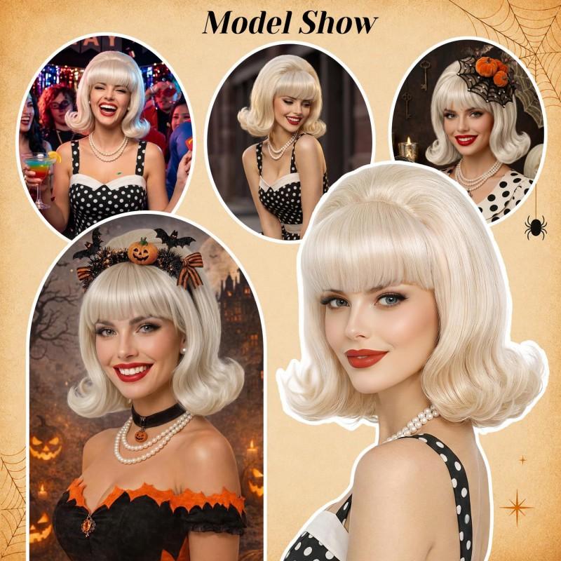 Womens Vintage Curly Cos Wig Medium Length Synthetic Hair Costume Parties