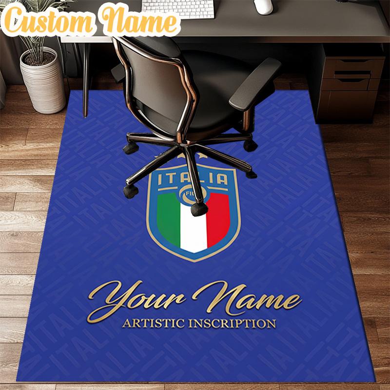 Custom Name Italian Crest Rug Office Rug Chair Mat Non Slip Carpet Rugs for Bedrooms Dining Room Living Room Home Decor gifts