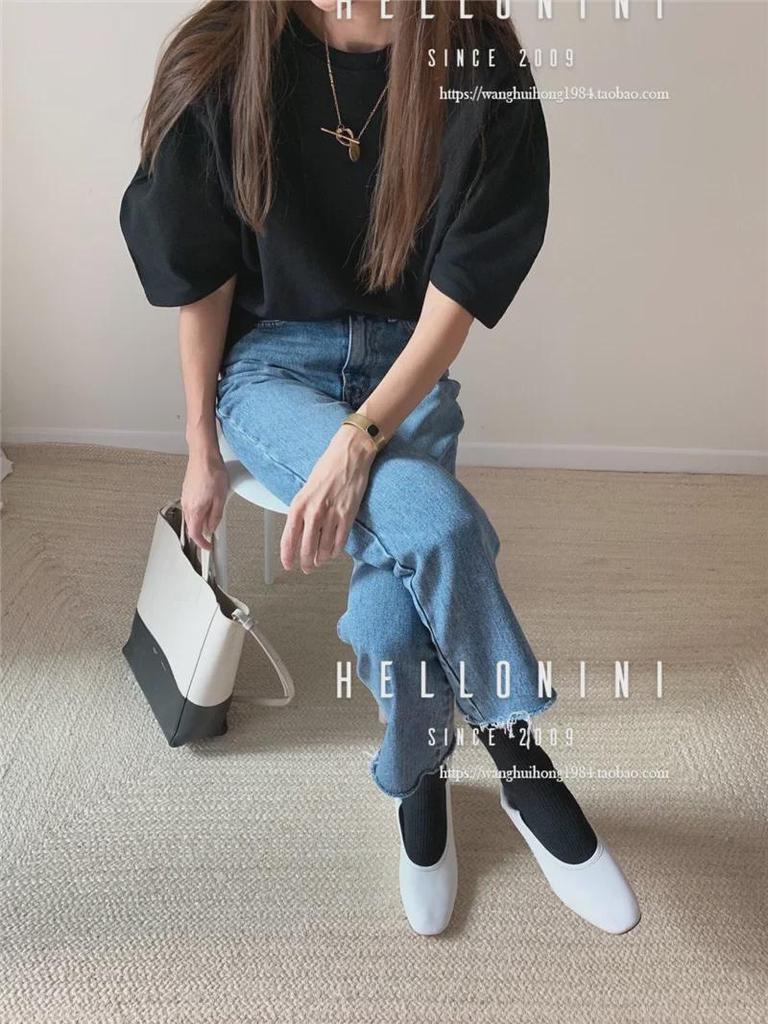 Korean Dongdaemun INS Style Casual Bubble Sleeve T-Shirt for Women