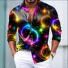 Neon Glow Aufdruck Langarmshirt, Trendiges Party Freizeitshirt für Herren