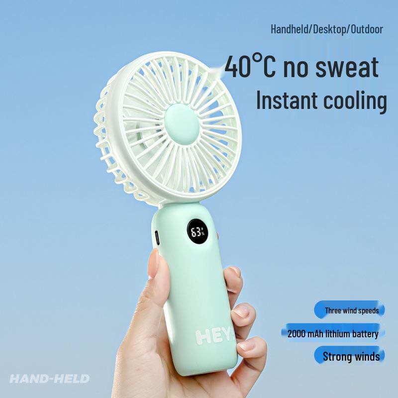 Smart USB Rechargeable Handheld Mini Fan with Digital Display