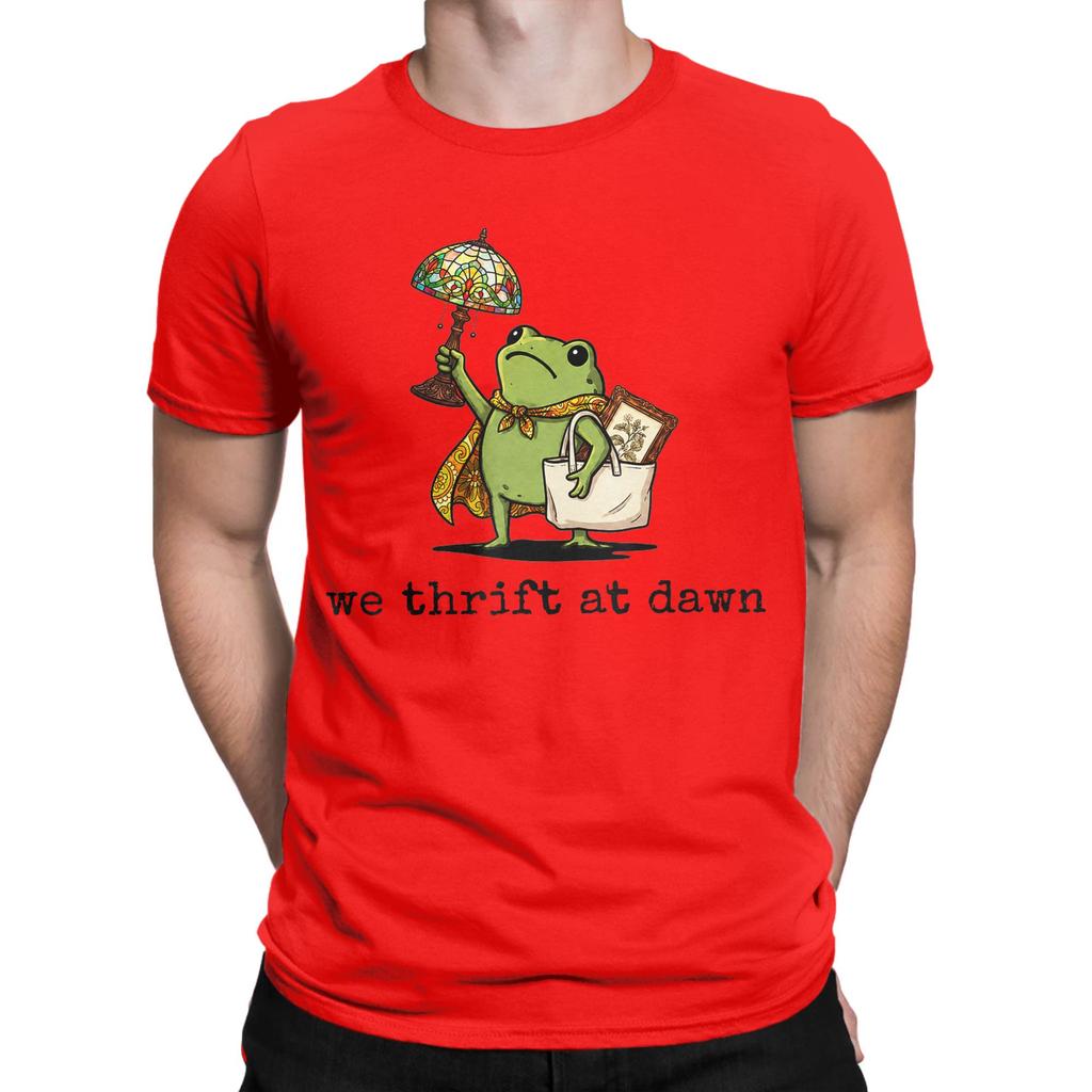 Unisex Tshirts We Thrift At Dawn Thrifting Frog Lover Novelty Cotton Tee Shirt Short Sleeve T Shirts Round Collar Tops Summer